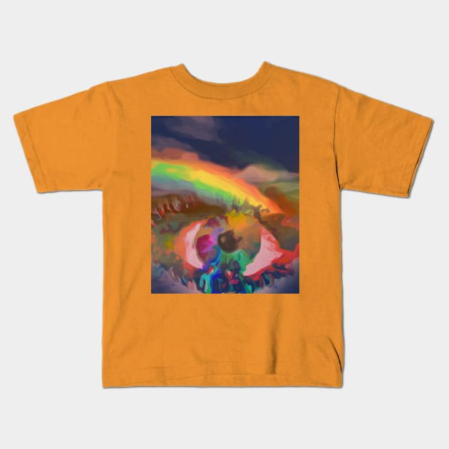 Rainbow Eye Kids T-Shirt by MONLart